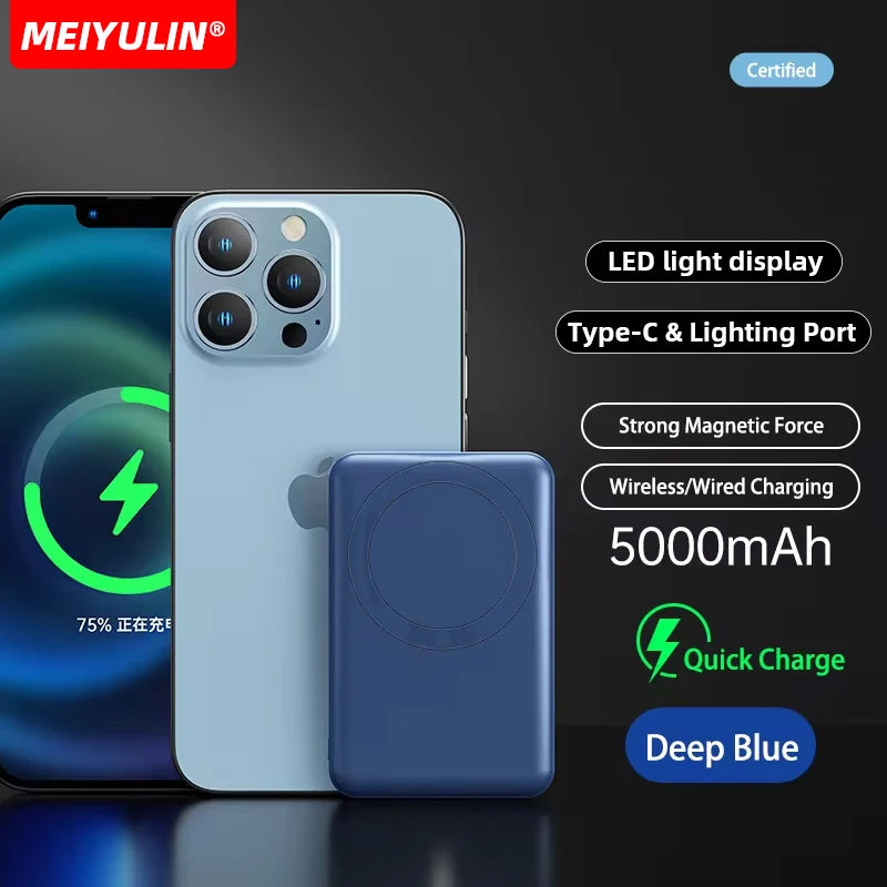 Portable 10000Mah Power Bank Magnetic Wireless Fast Charger 5000Mah USB C Mobile External Battery for Iphone 15 Xiaomi Samsung