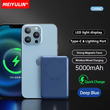 Portable 10000Mah Power Bank Magnetic Wireless Fast Charger 5000Mah USB C Mobile External Battery for Iphone 15 Xiaomi Samsung