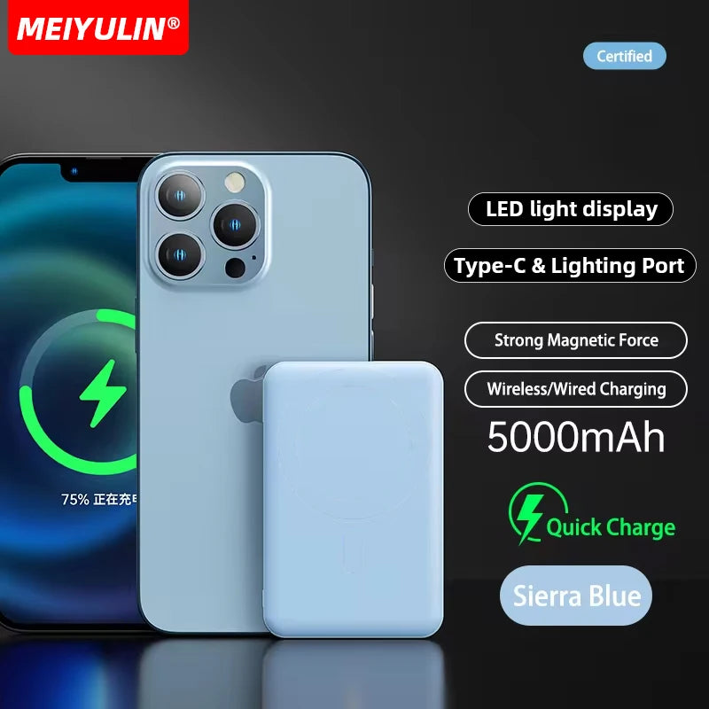 Portable 10000Mah Power Bank Magnetic Wireless Fast Charger 5000Mah USB C Mobile External Battery for Iphone 15 Xiaomi Samsung