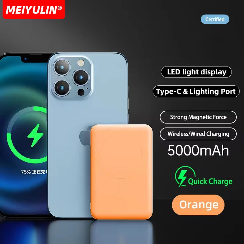 Portable 10000Mah Power Bank Magnetic Wireless Fast Charger 5000Mah USB C Mobile External Battery for Iphone 15 Xiaomi Samsung