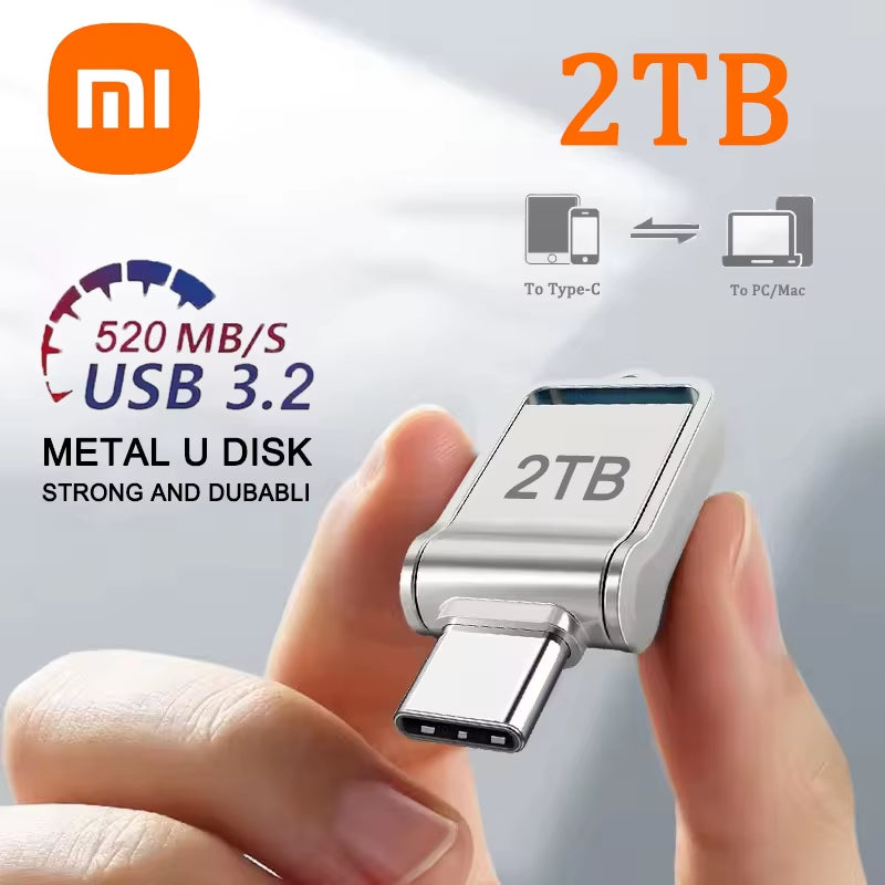 Xiaomi Mini 2TB Flash Drive USB 3.0 Fast Type C Pen Drive Memory Stick High Speed Data 512GB for Computers Phone PC Fast U Disk
