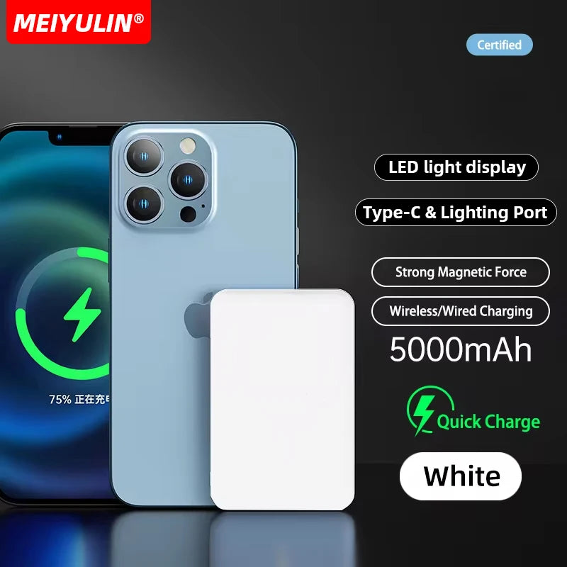 Portable 10000Mah Power Bank Magnetic Wireless Fast Charger 5000Mah USB C Mobile External Battery for Iphone 15 Xiaomi Samsung